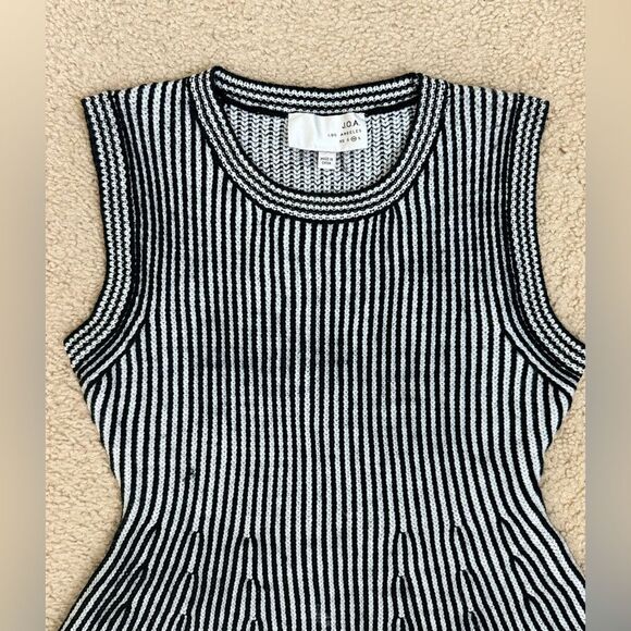 J.O.A. Los Angeles Knitted Fit & Flare Black White Knee Length Dress Sz M EUC - Picture 4 of 15